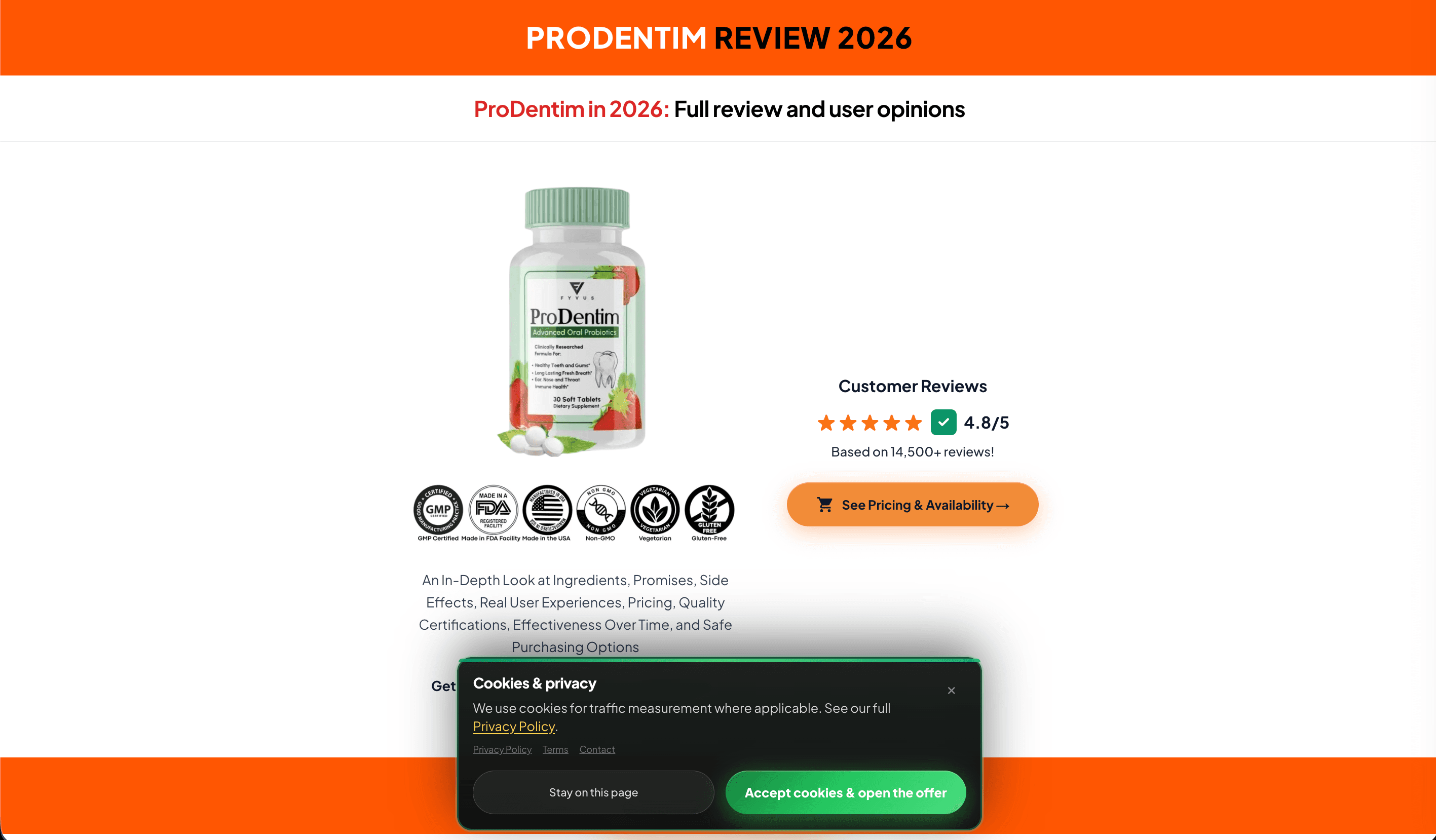 Landing page review format
