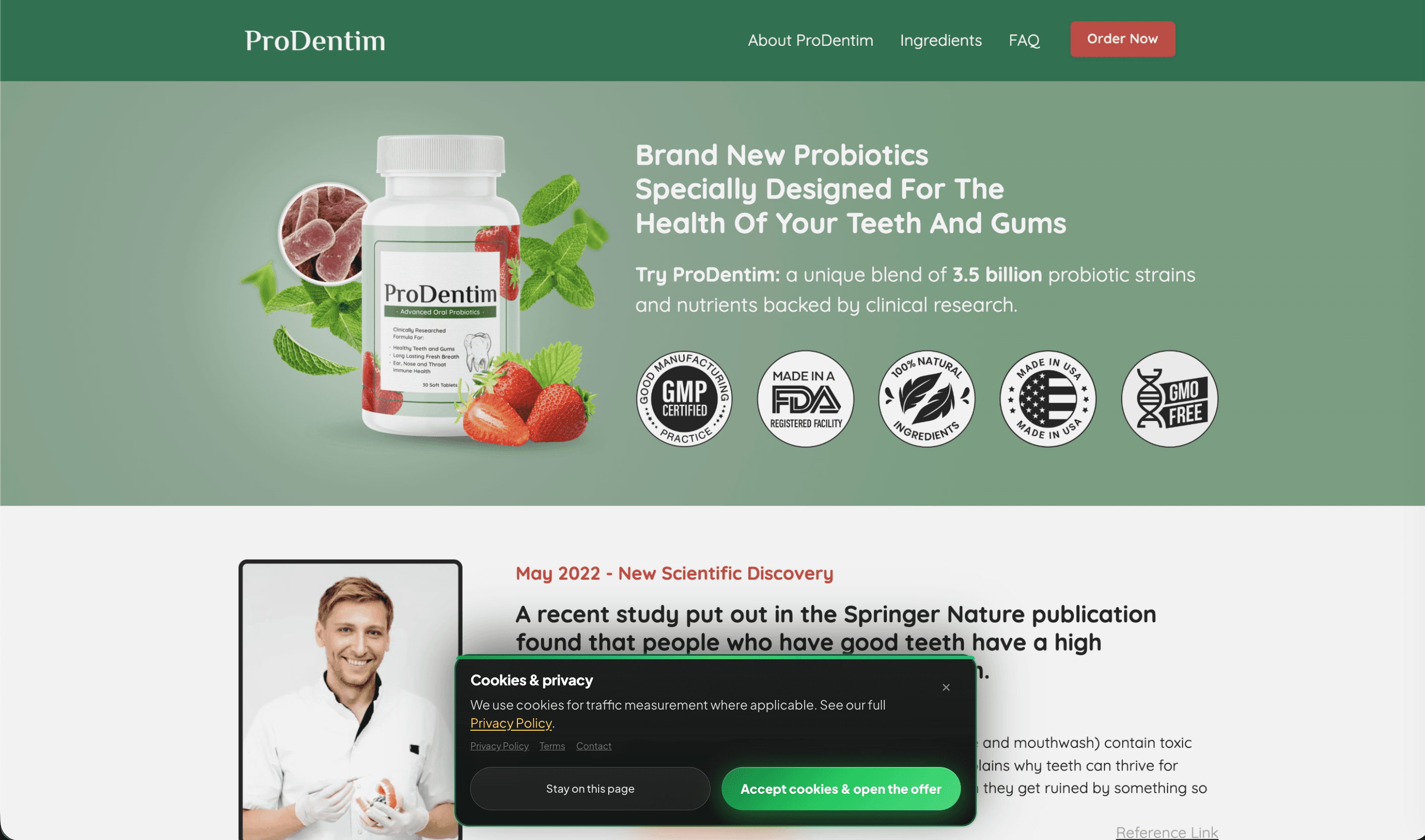 Landing page cover format